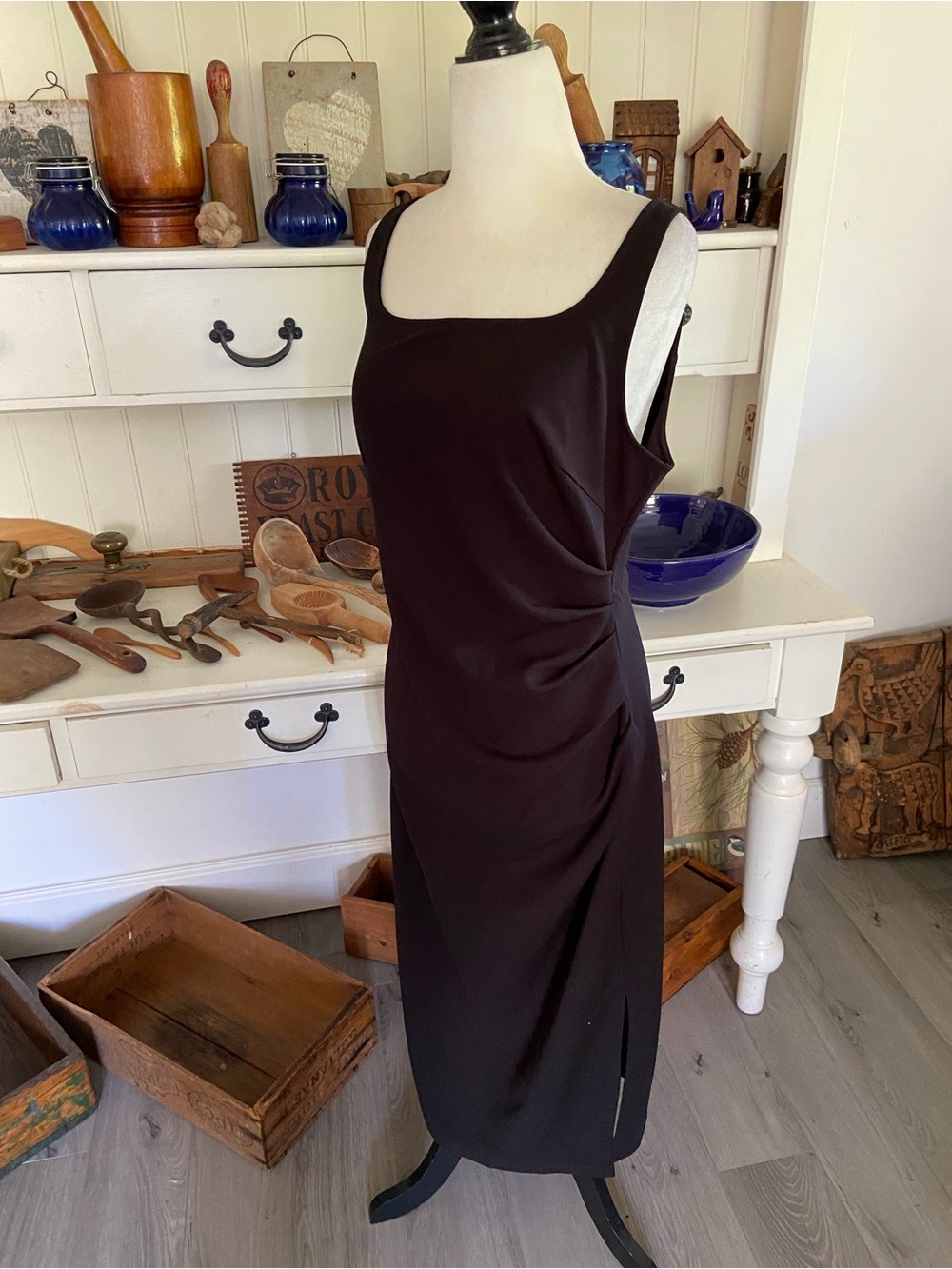 Grace Karin Black Sleeveless Midi Dress with Side Slit